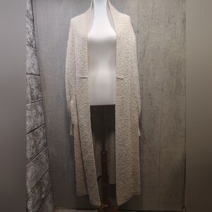 Vintage SIDEFFECTS Cream Off-white Fuzzy Knit  Duster Sweater Womens L  Large